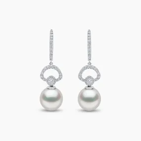 Jazz 18K Gold Pearl and Diamond Drop Earrings