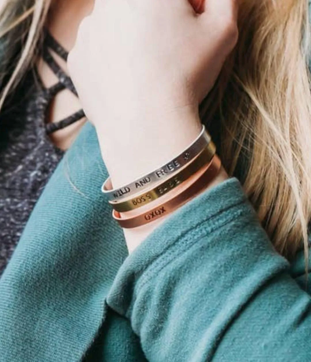 KEEP F'ing GOING Adjustable Copper Cuff Bracelet (Sku8345)