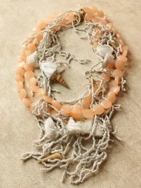 Layered Bohemian Shells and Eclectic Beads Necklace