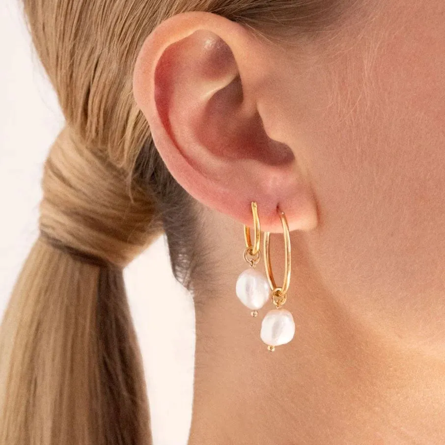 Linda Tahija Baroque Pearl Hoop Earrings - Silver