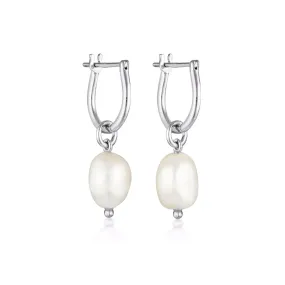 Linda Tahija Baroque Pearl Hoop Earrings - Silver