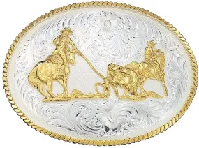 Montana Silversmiths Men's Team Ropers Western Belt Buckle - 2130