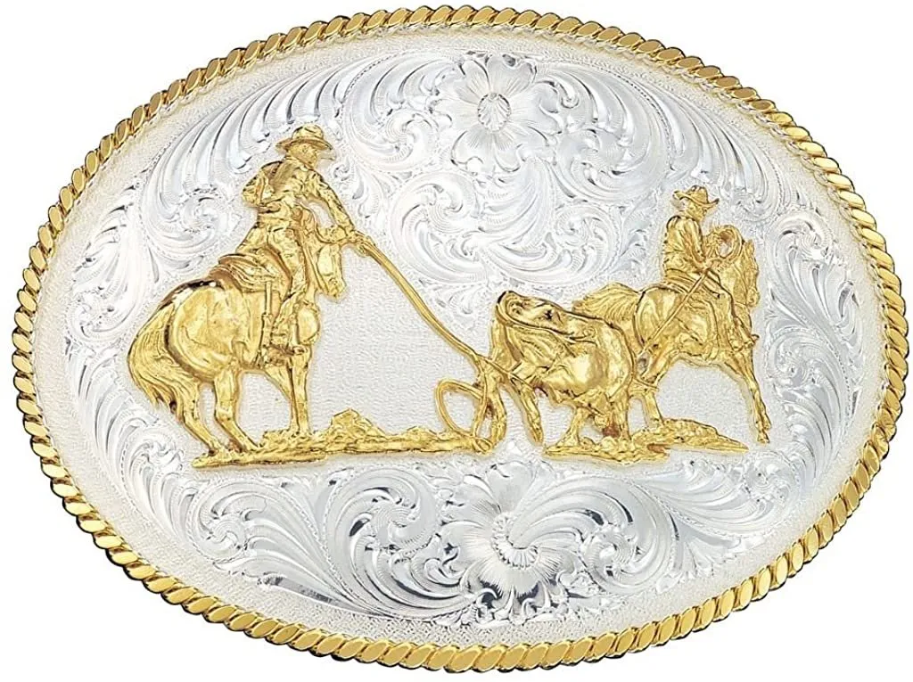 Montana Silversmiths Men's Team Ropers Western Belt Buckle - 2130
