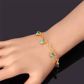 Natural Turkey Stone Gold Color Cute Beautiful Bracelet