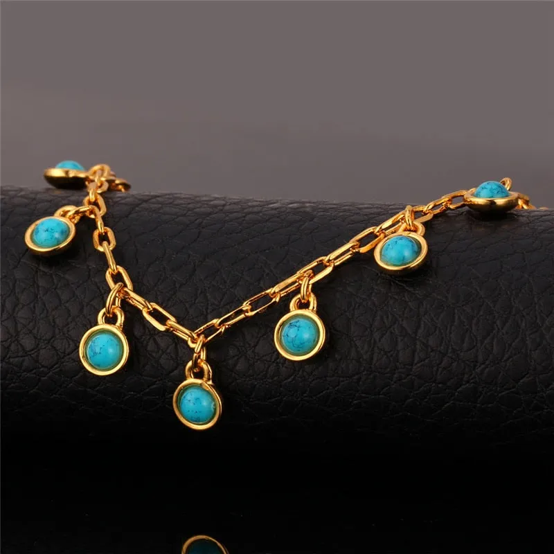 Natural Turkey Stone Gold Color Cute Beautiful Bracelet