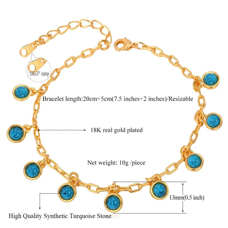 Natural Turkey Stone Gold Color Cute Beautiful Bracelet