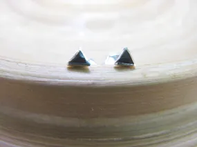 Onyx 3mm Tiny Triangle Stud Earrings in 925 Sterling Silver