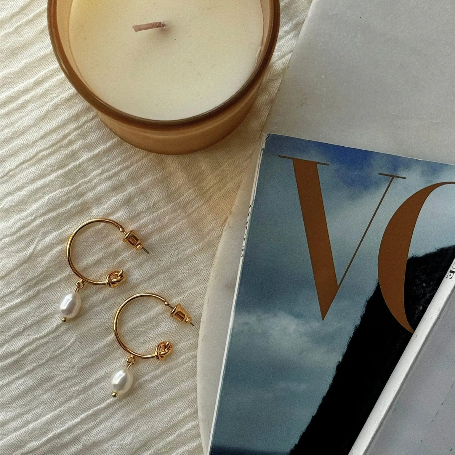 Pearl Drop Hoop Earrings