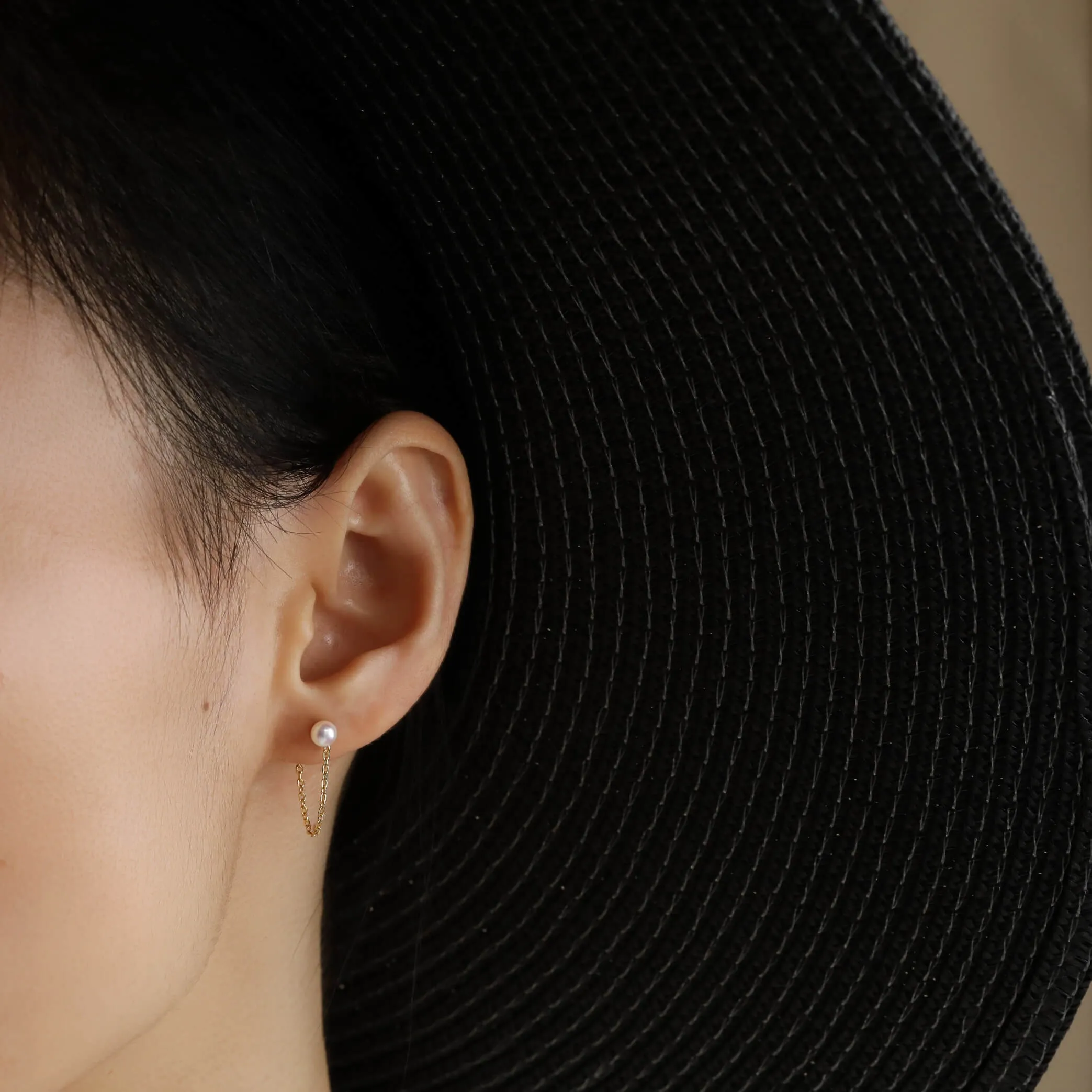 Pearl with Chain Dangle Earrings
