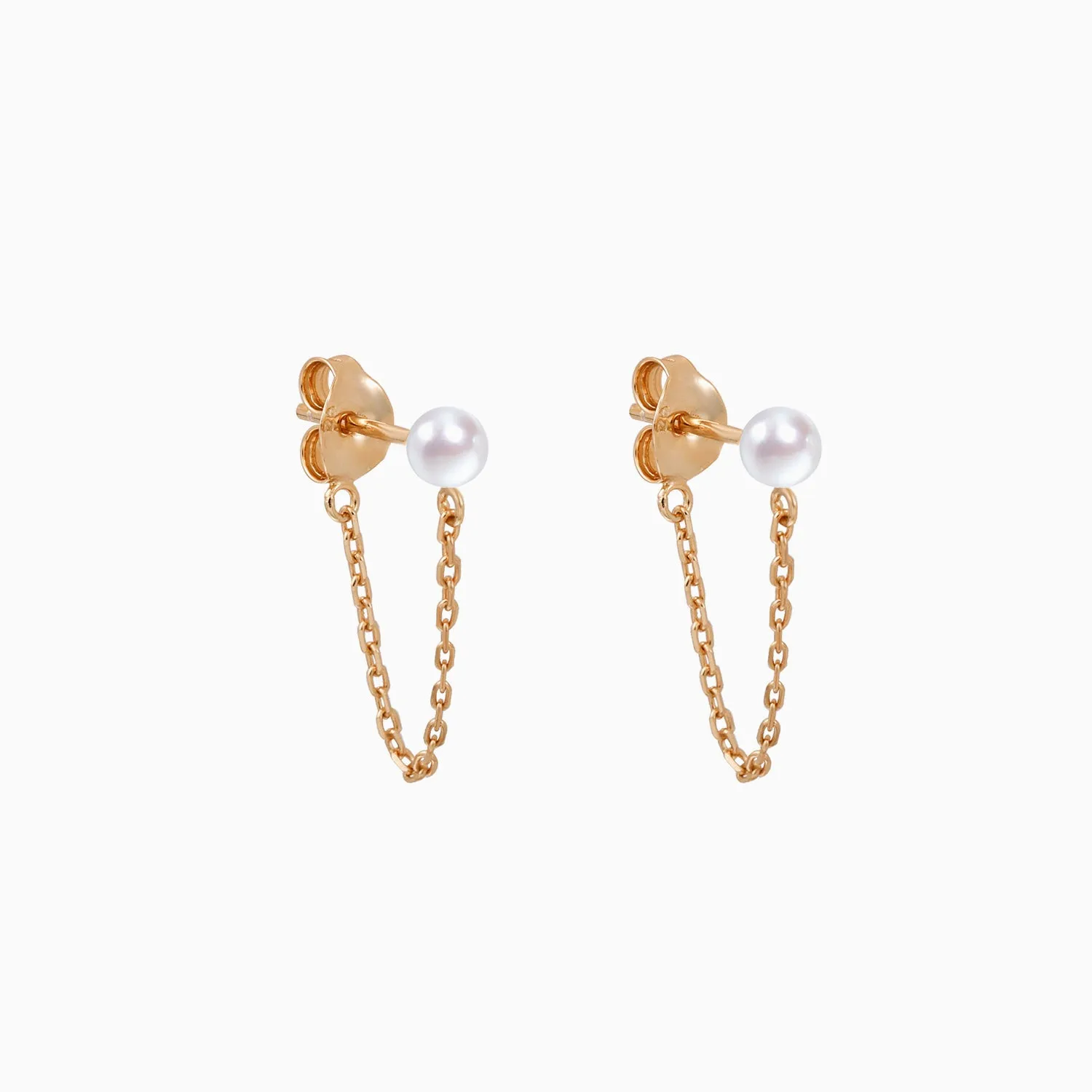 Pearl with Chain Dangle Earrings