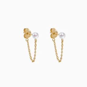 Pearl with Chain Dangle Earrings
