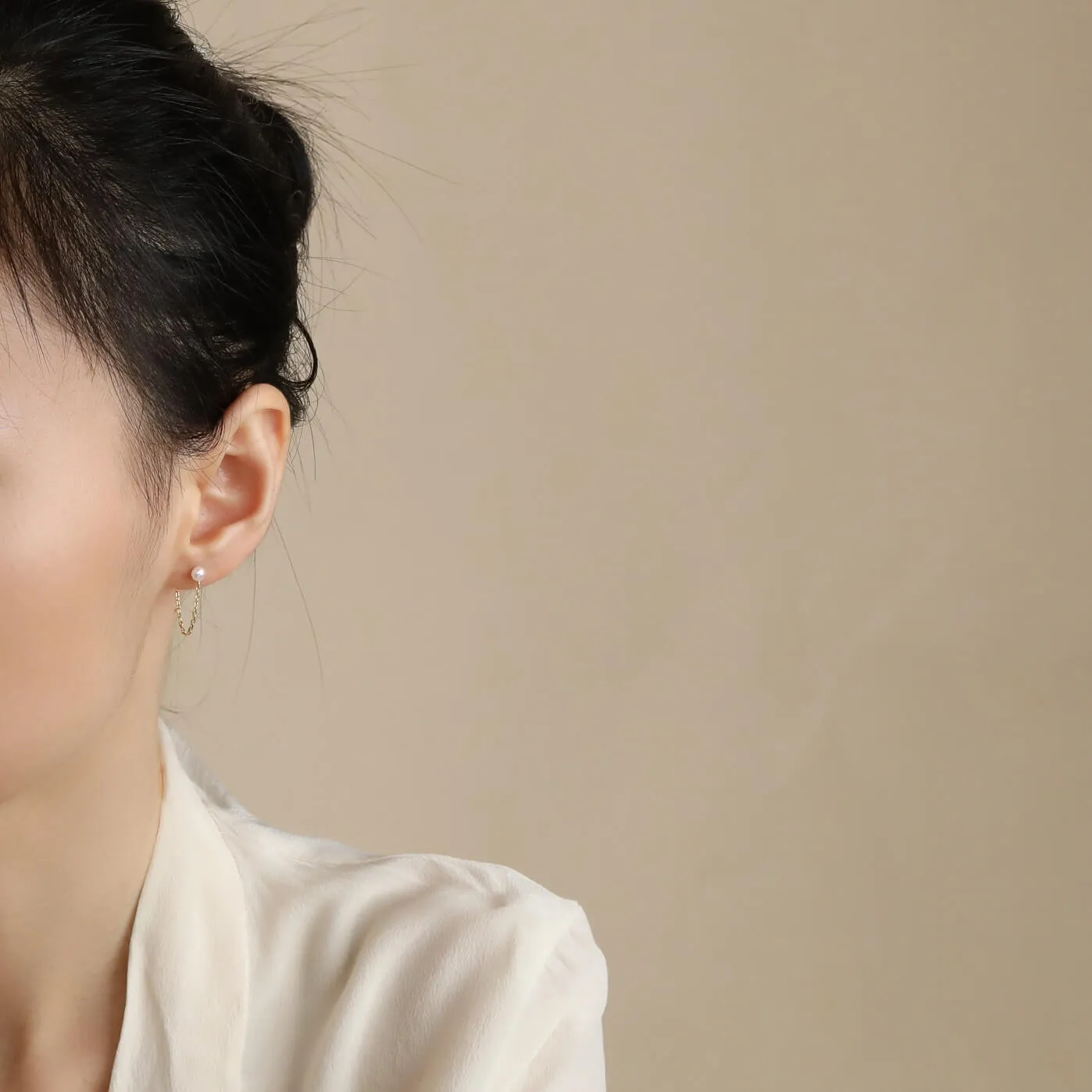 Pearl with Chain Dangle Earrings