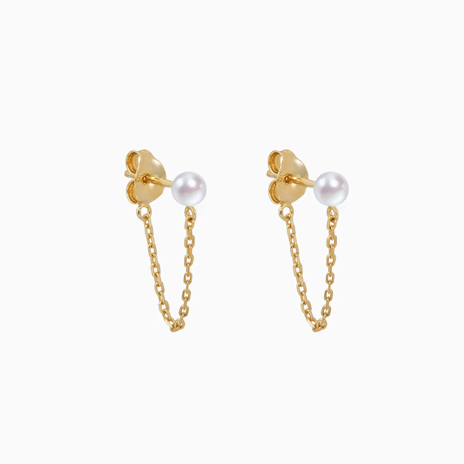 Pearl with Chain Dangle Earrings
