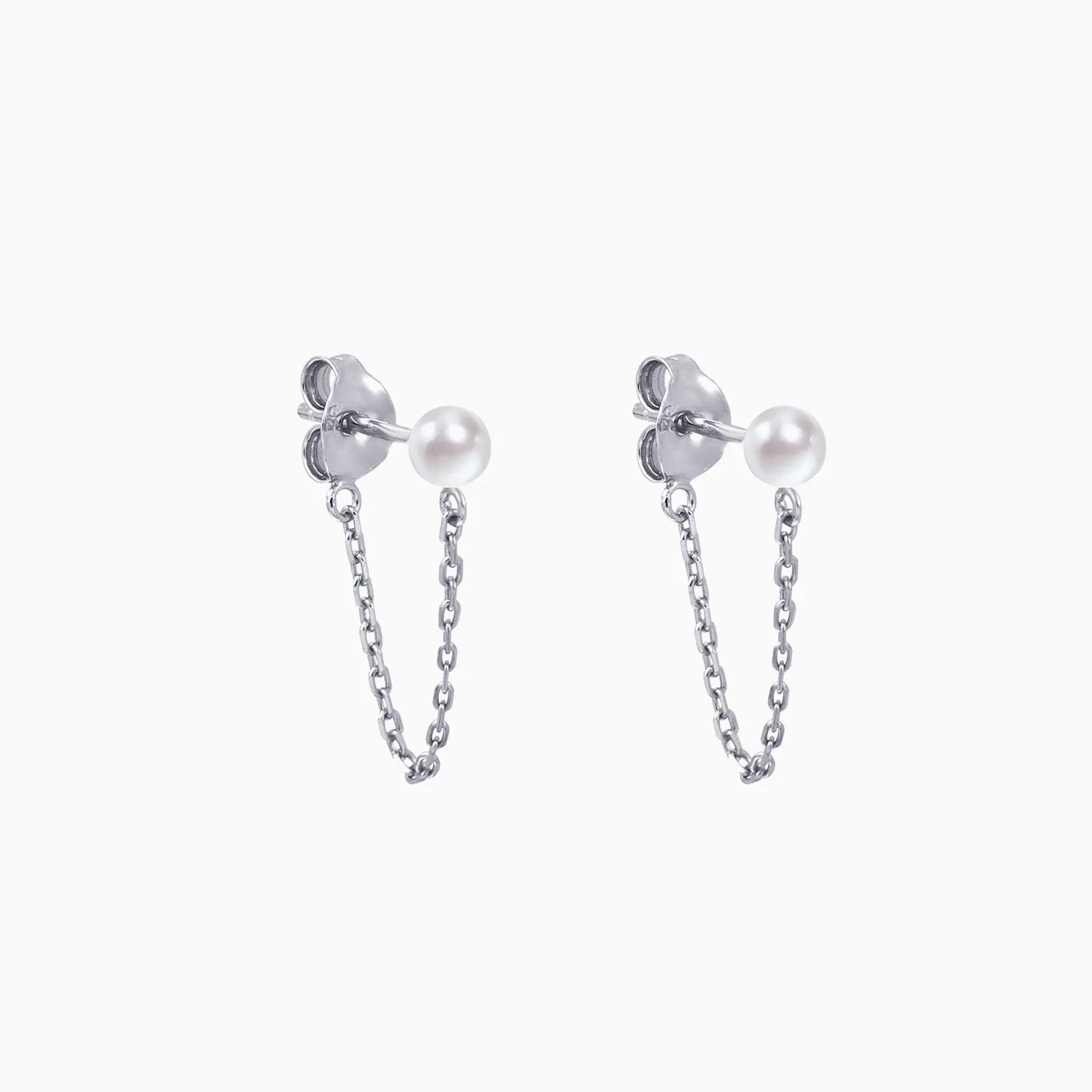Pearl with Chain Dangle Earrings