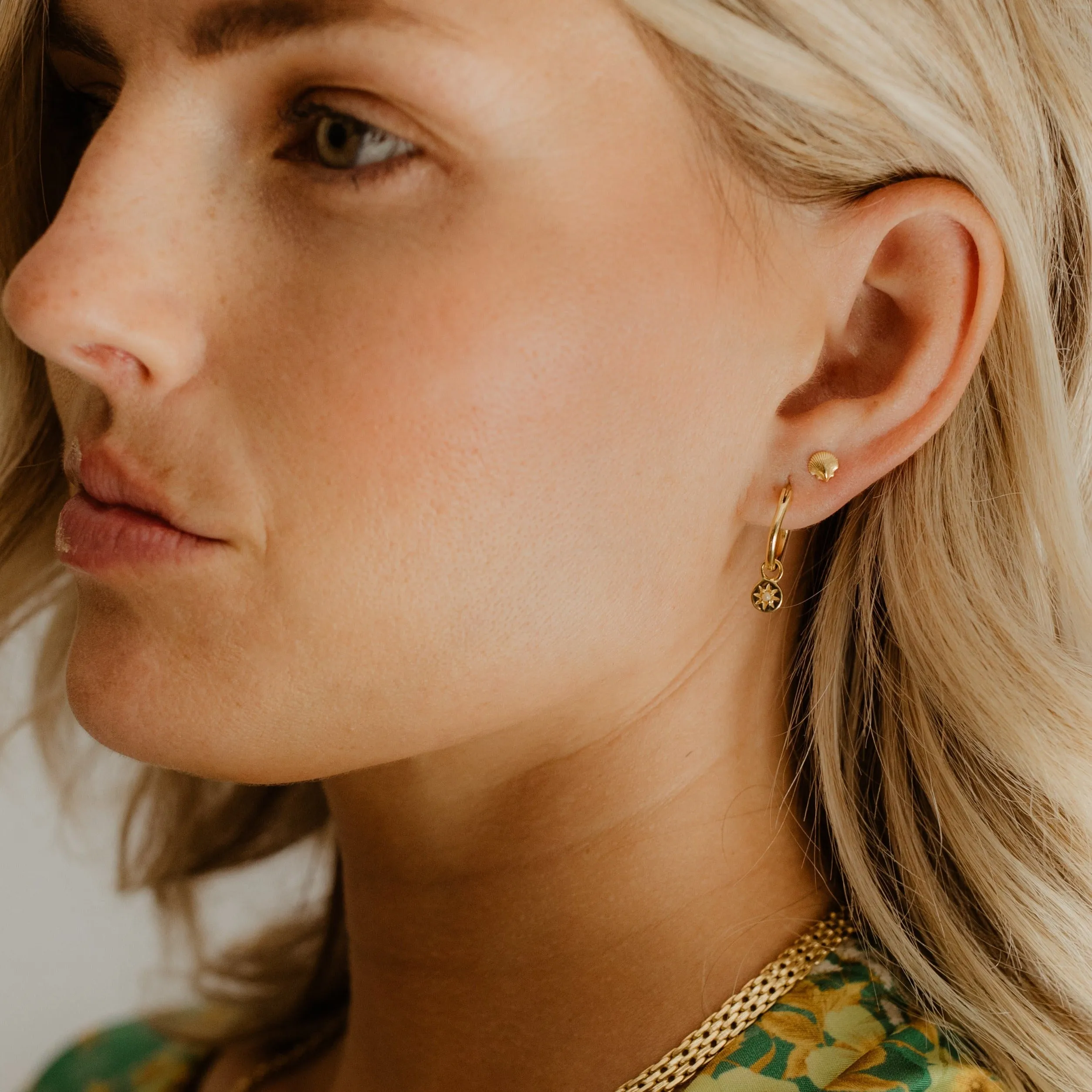 Petite Vintage Pearl Hoops - Gold