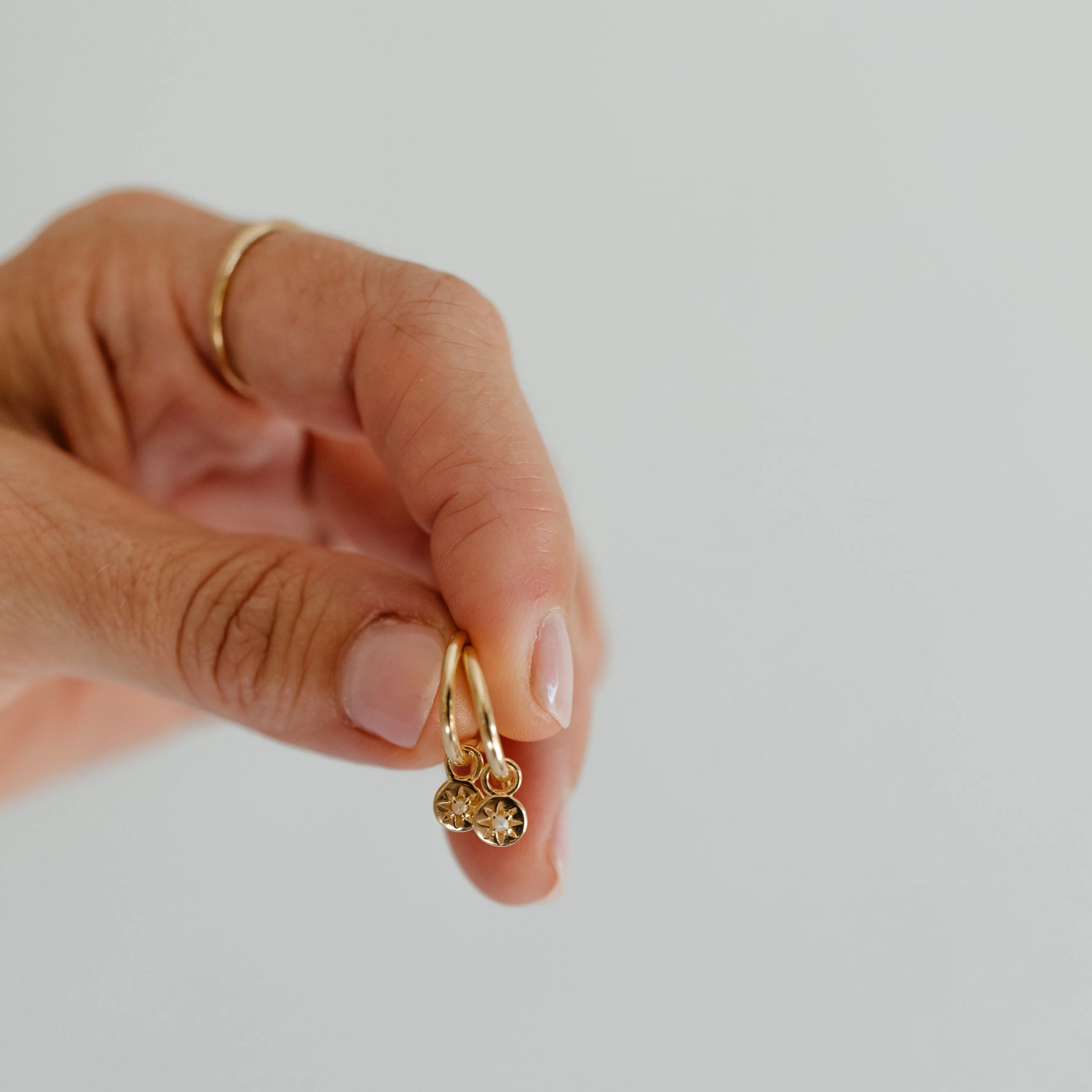 Petite Vintage Pearl Hoops - Gold