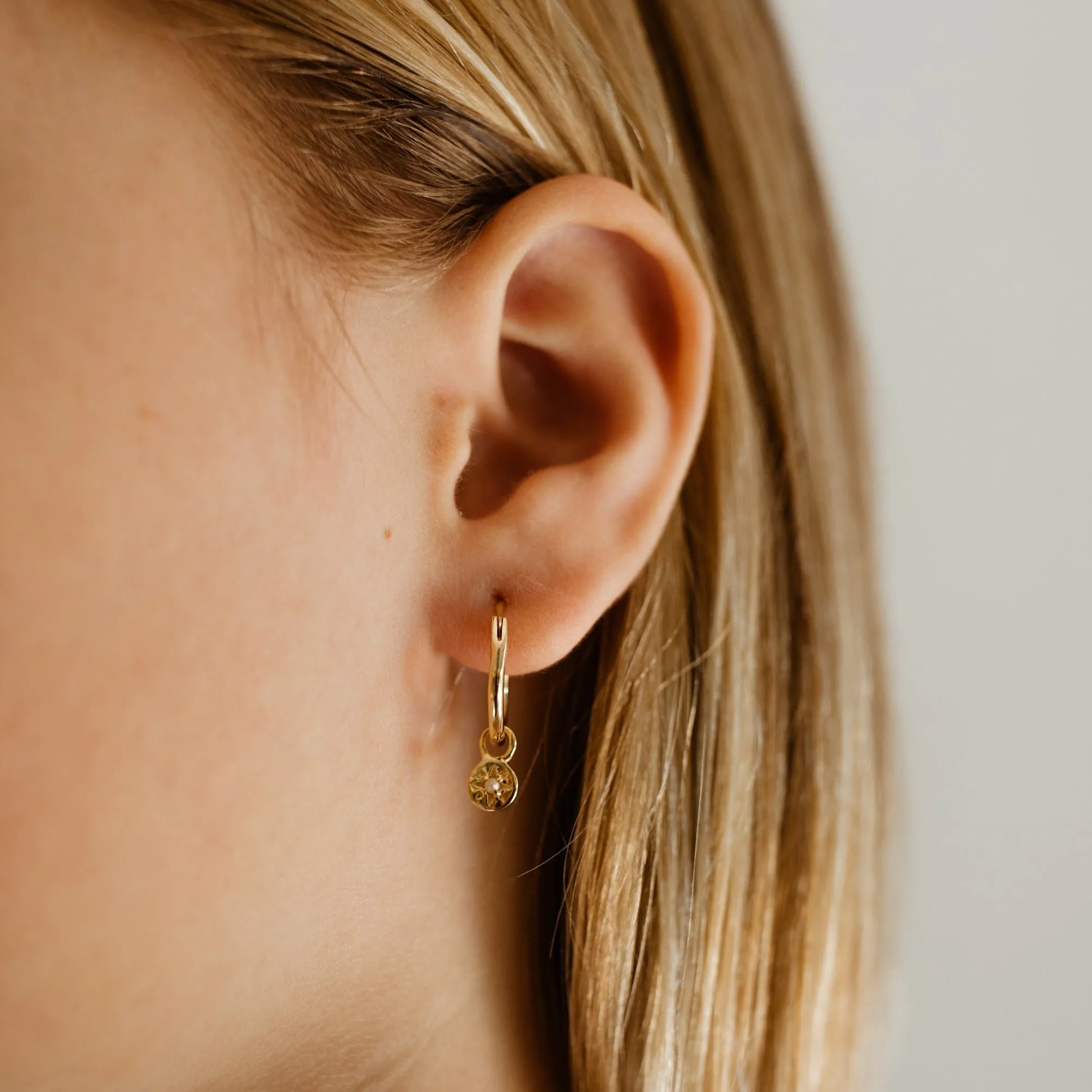 Petite Vintage Pearl Hoops - Gold