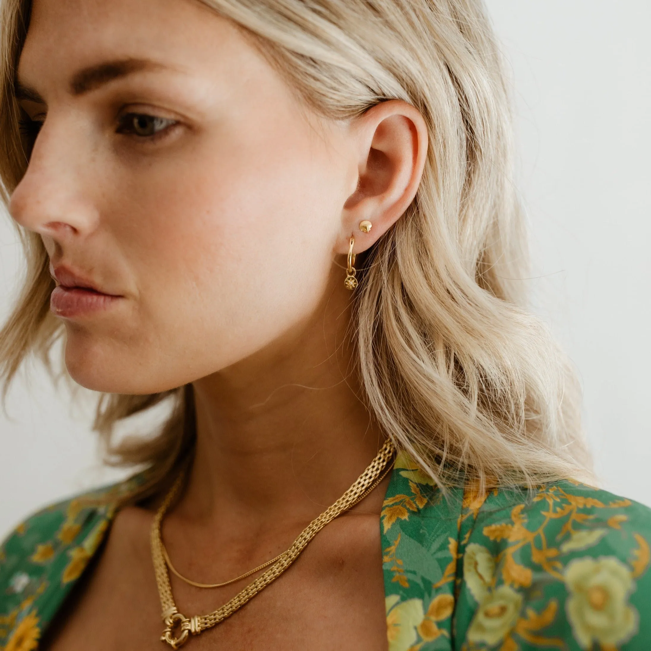 Petite Vintage Pearl Hoops - Gold
