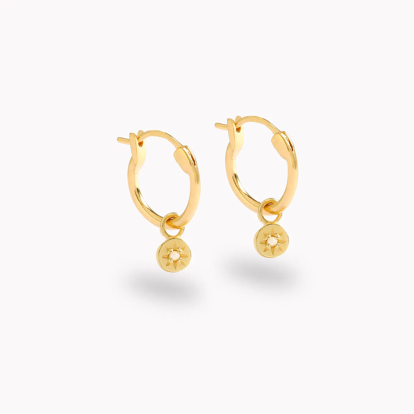 Petite Vintage Pearl Hoops - Gold