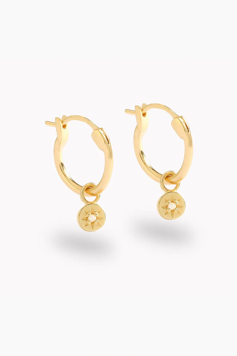 Petite Vintage Pearl Hoops - Gold