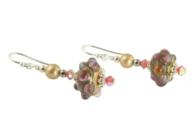 Pink Jewel Lampwork Bead Earrings