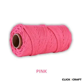 Pink Macrame Cords | 3-Strand 100% Cotton Cords 100m/109yd