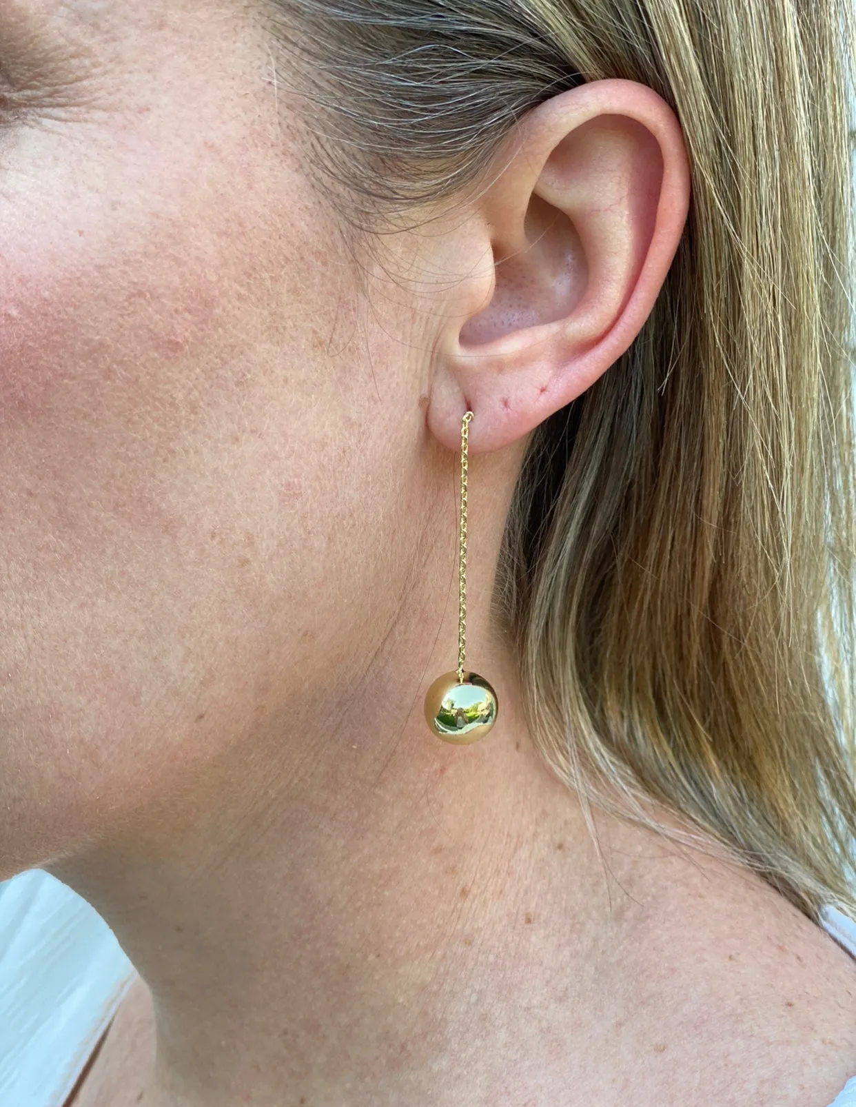 Polished Bead on Chain Earrings