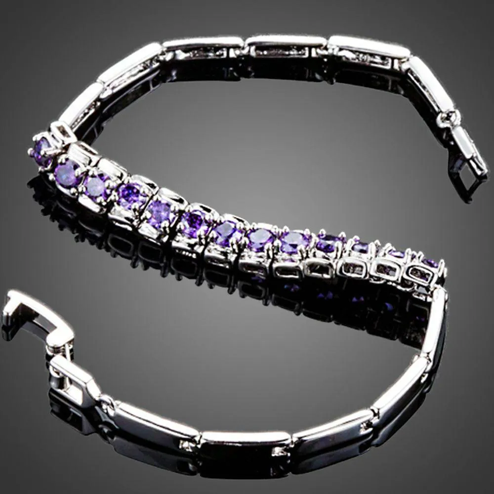 Purple Charm Toggle Clasp Cuff Bracelet