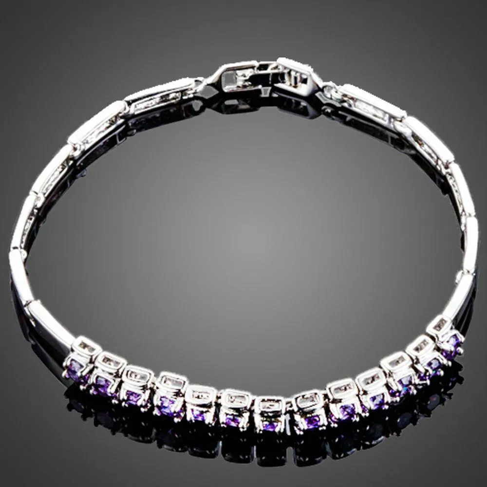 Purple Charm Toggle Clasp Cuff Bracelet