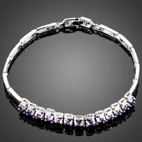 Purple Charm Toggle Clasp Cuff Bracelet