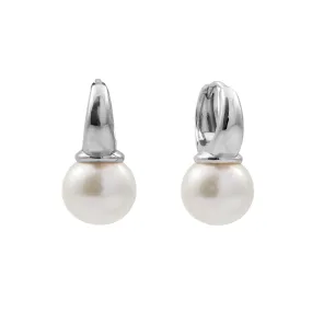 Rose - Sterling Silver Hoop with Freshwater Pearl Earrings