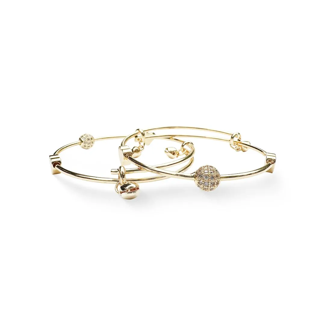 (Set of 2) Bracelets with Crystal Accents - 13