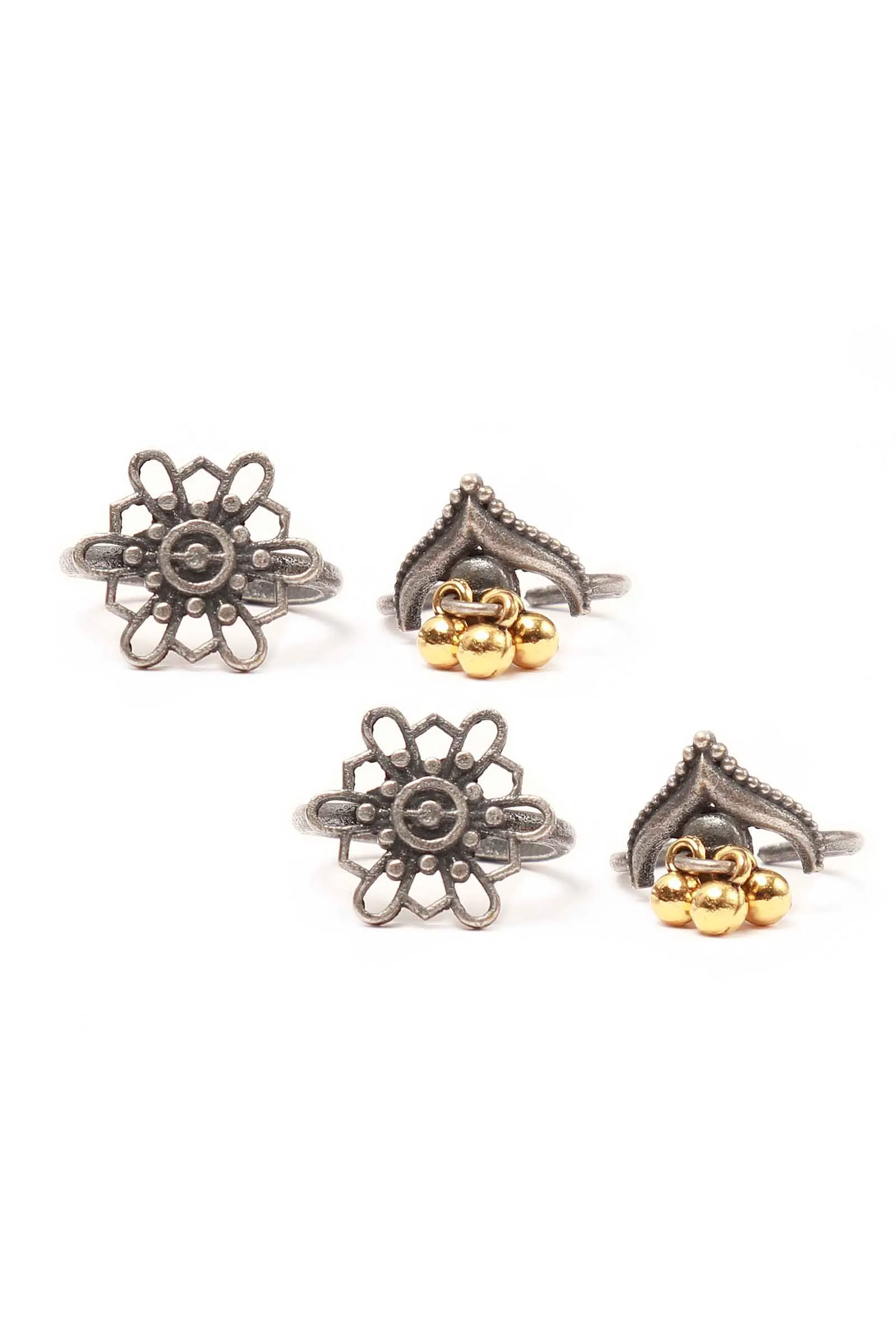 Set of 4: Alasa Silver Brass Toering