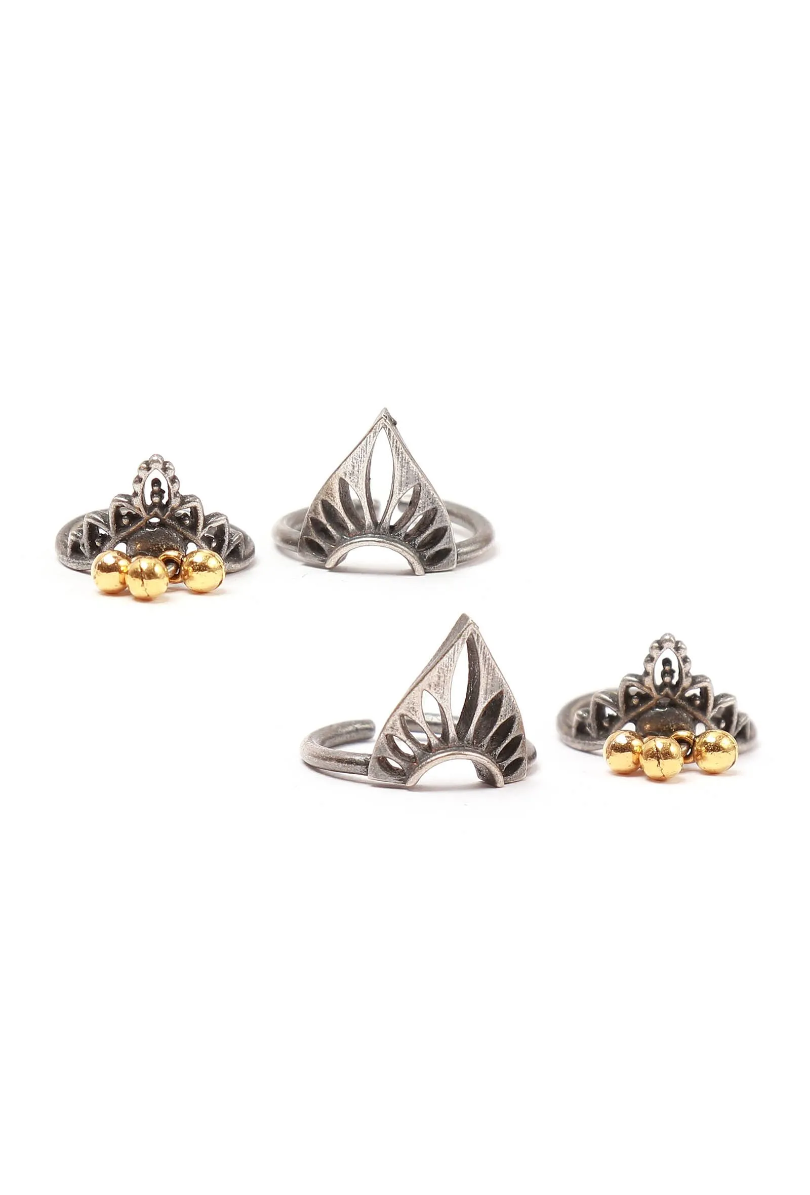 Set of 4: Pratai Silver Brass Toering