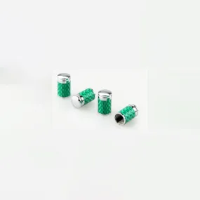 (Set of 4pcs) Green Carbon Fiber CAR Airtight Wheel Tire Air Valve Caps Stem Cover