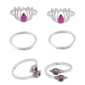 Set Of Three Silver Toe Rings (10)