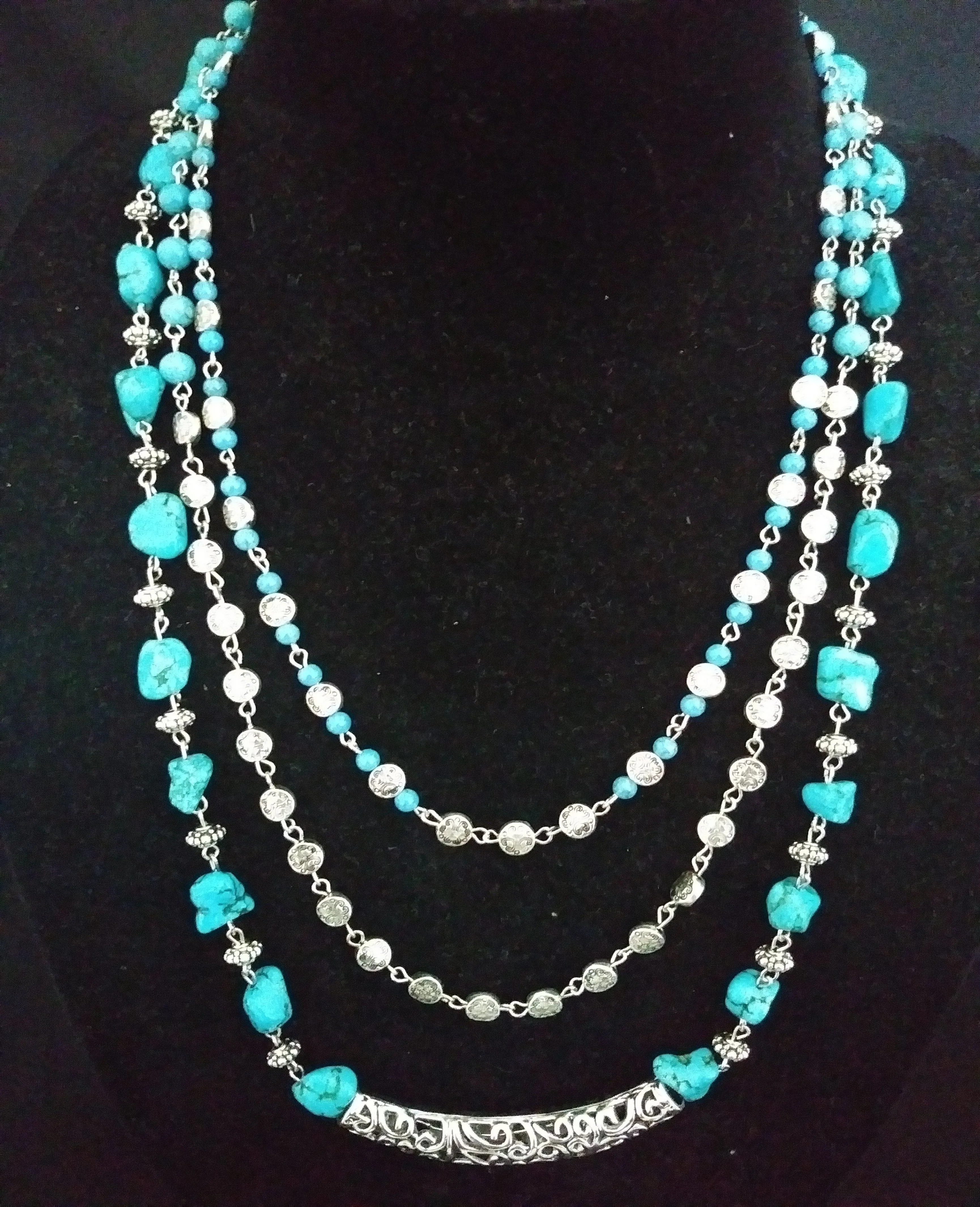 Sky Blue/ Pewter Howlite Necklace