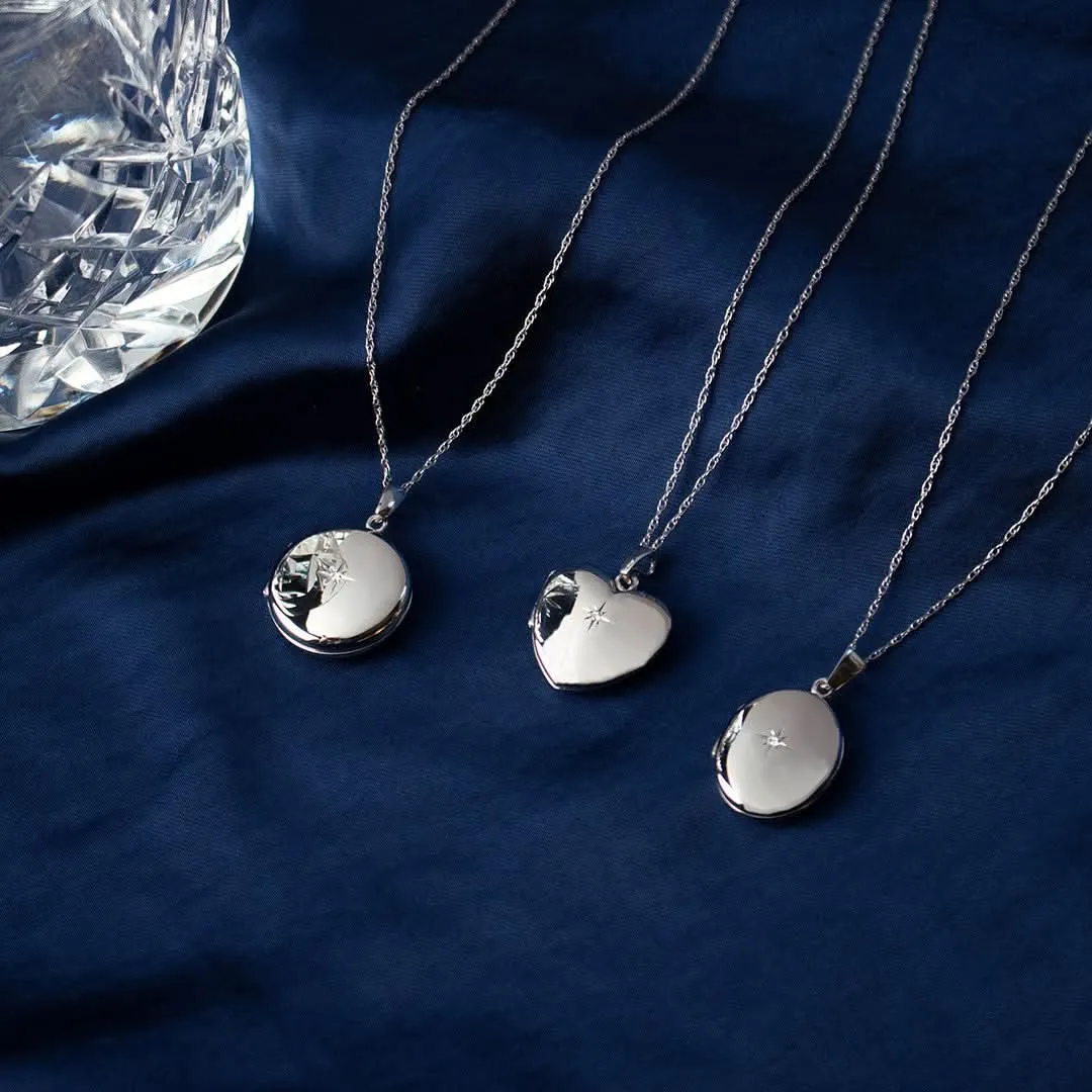 Solid White Gold Round Diamond Locket   Photos