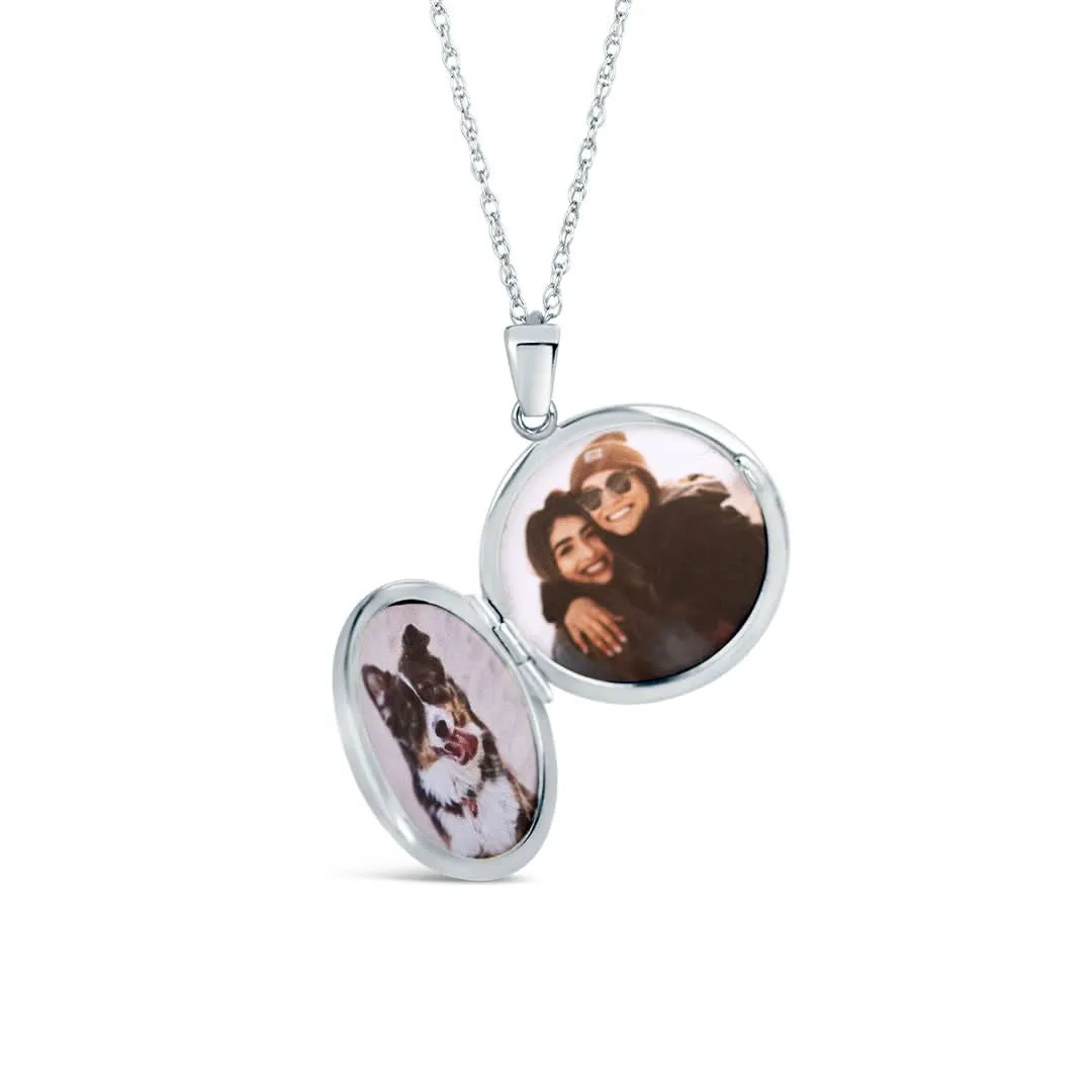 Solid White Gold Round Diamond Locket   Photos