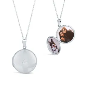 Solid White Gold Round Diamond Locket   Photos