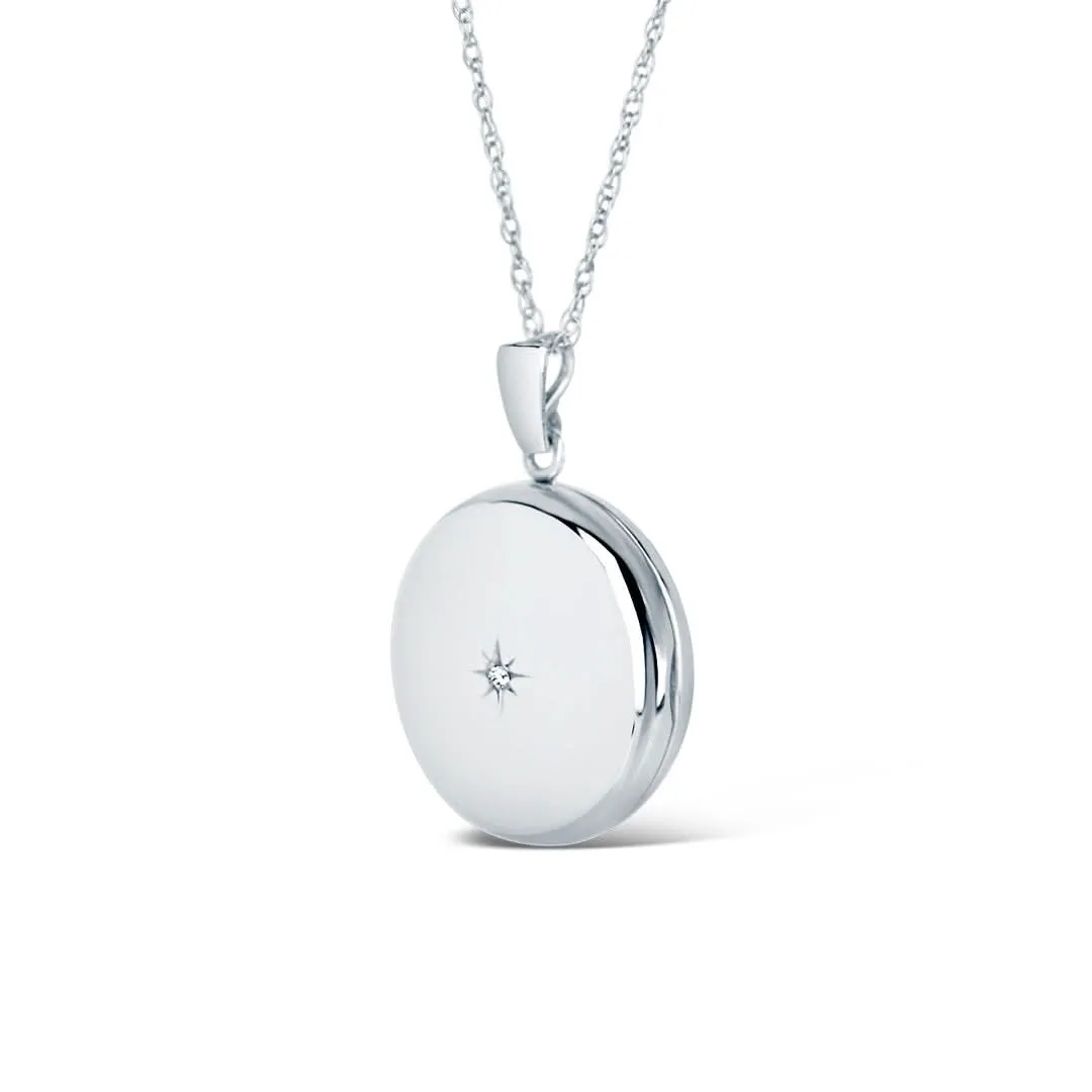 Solid White Gold Round Diamond Locket   Photos