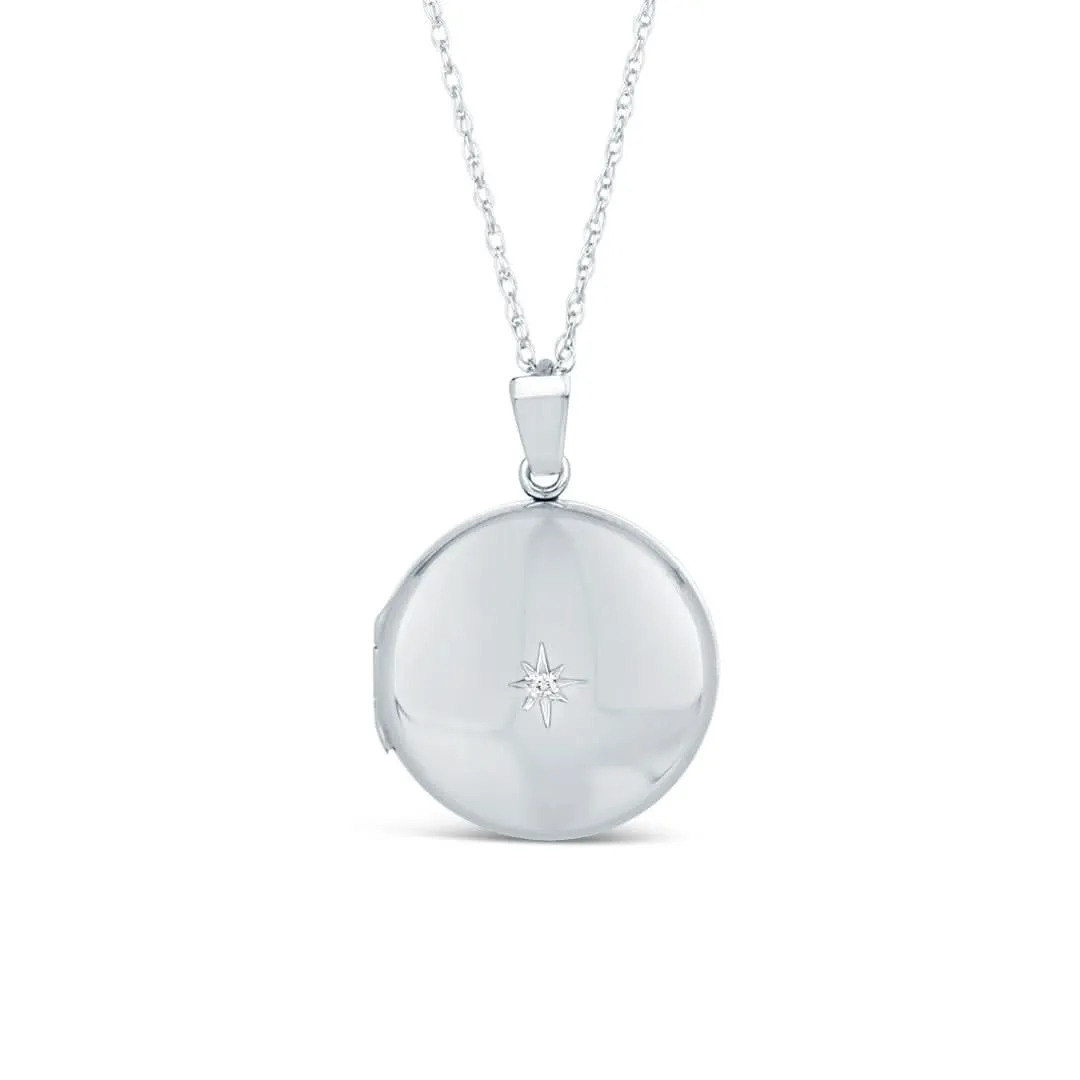 Solid White Gold Round Diamond Locket   Photos