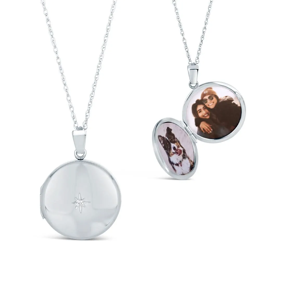 Solid White Gold Round Diamond Locket   Photos