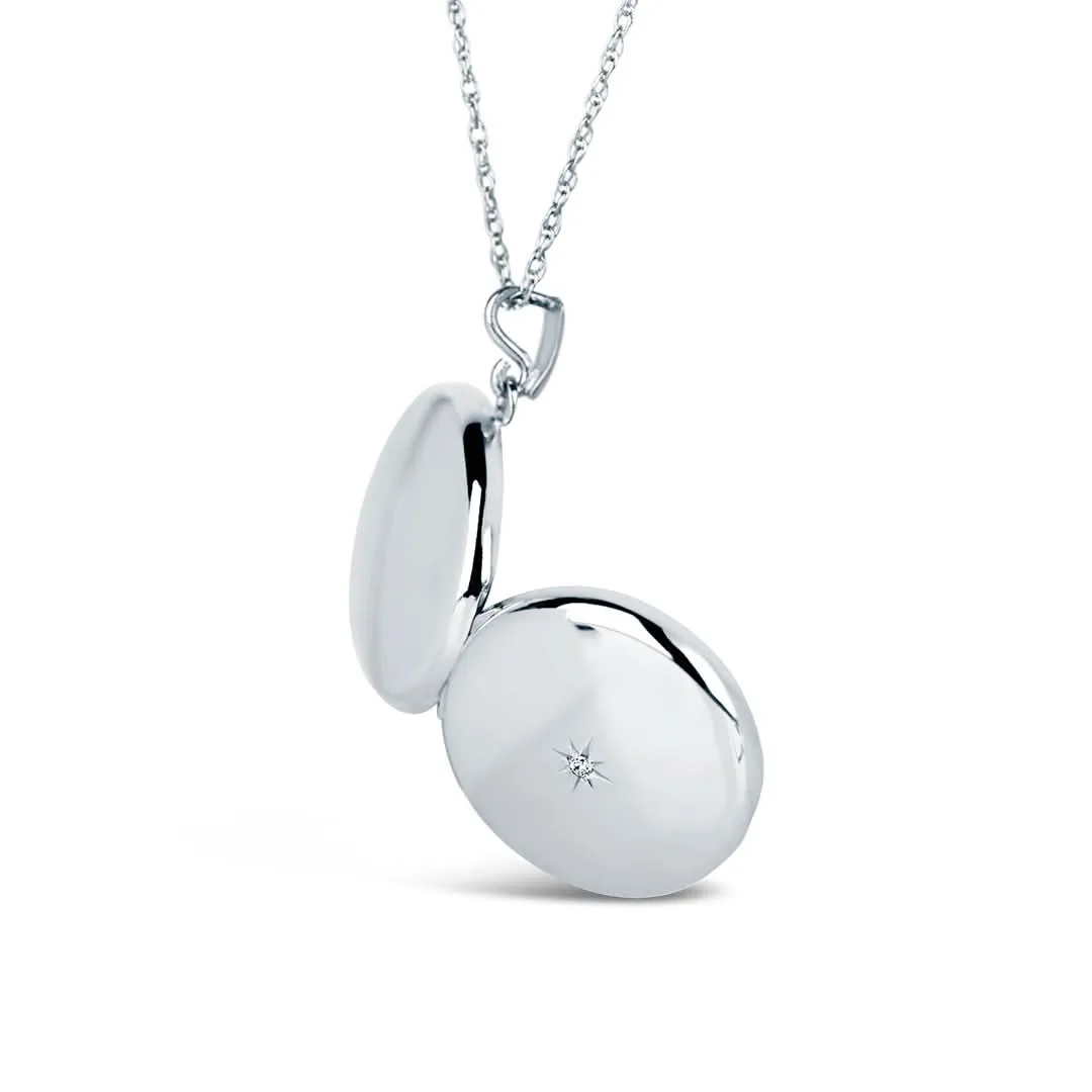 Solid White Gold Round Diamond Locket   Photos