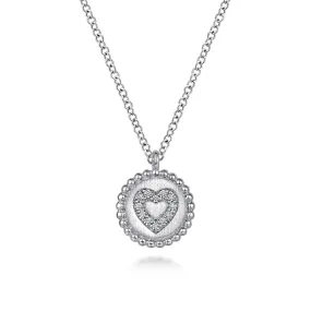 Sterling Silver Natural Diamond Heart 17.5 inch Necklace