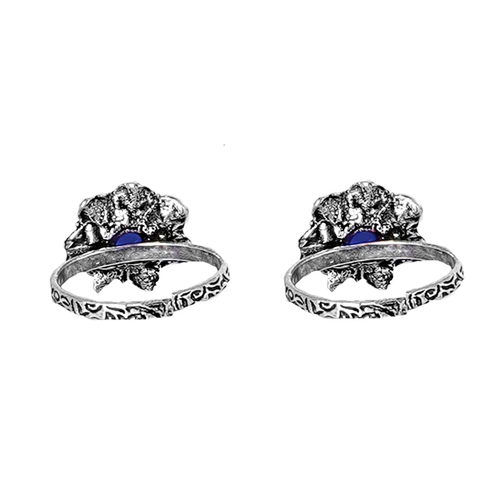 Teejh Kayra Dark Blue Stone Silver Oxidised Toe Rings