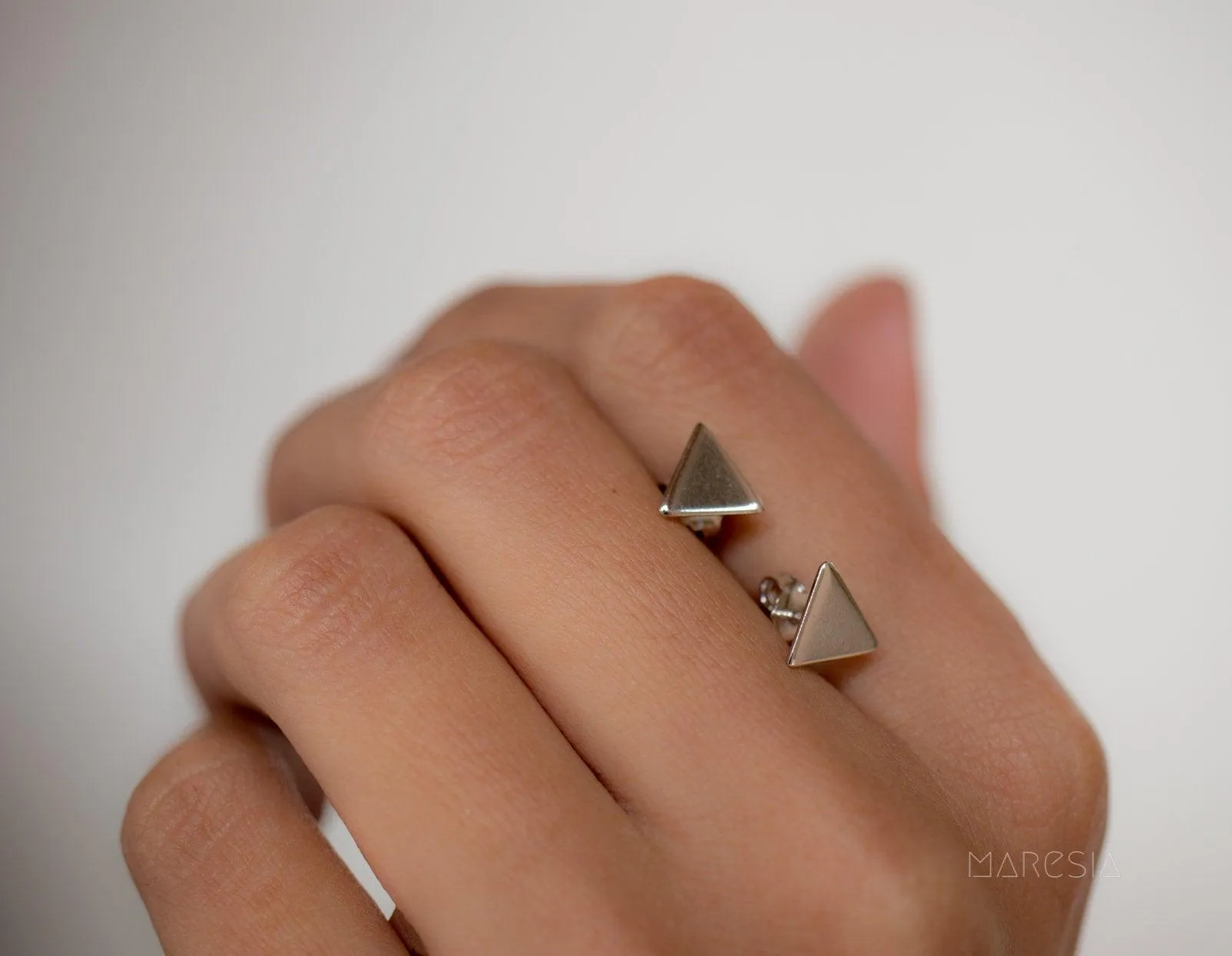 Triangle Shape Earrings ~ Sterling Silver 925 ~ ME122