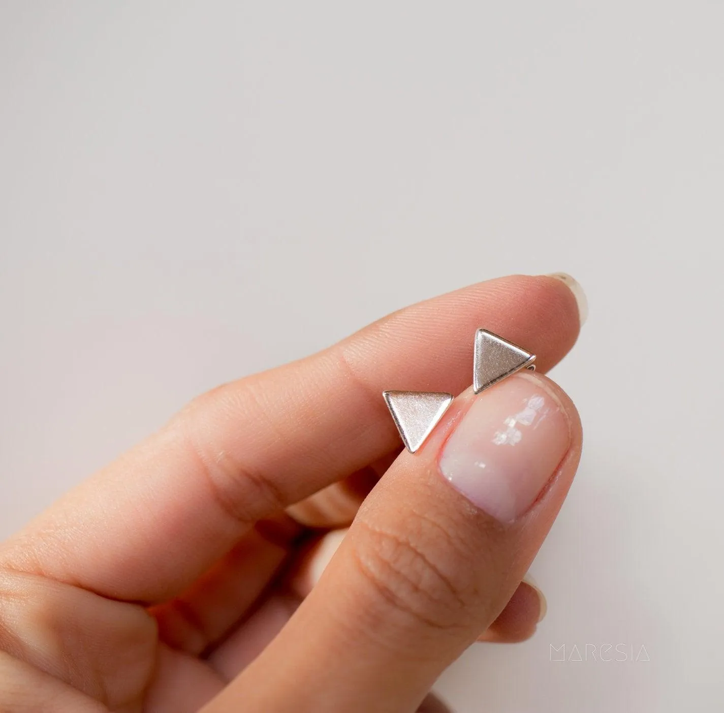 Triangle Shape Earrings ~ Sterling Silver 925 ~ ME122