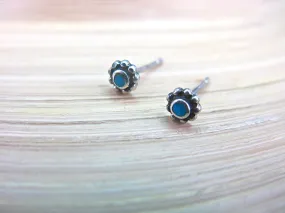 Turquoise 5mm Round Stud Earrings in 925 Sterling Silver