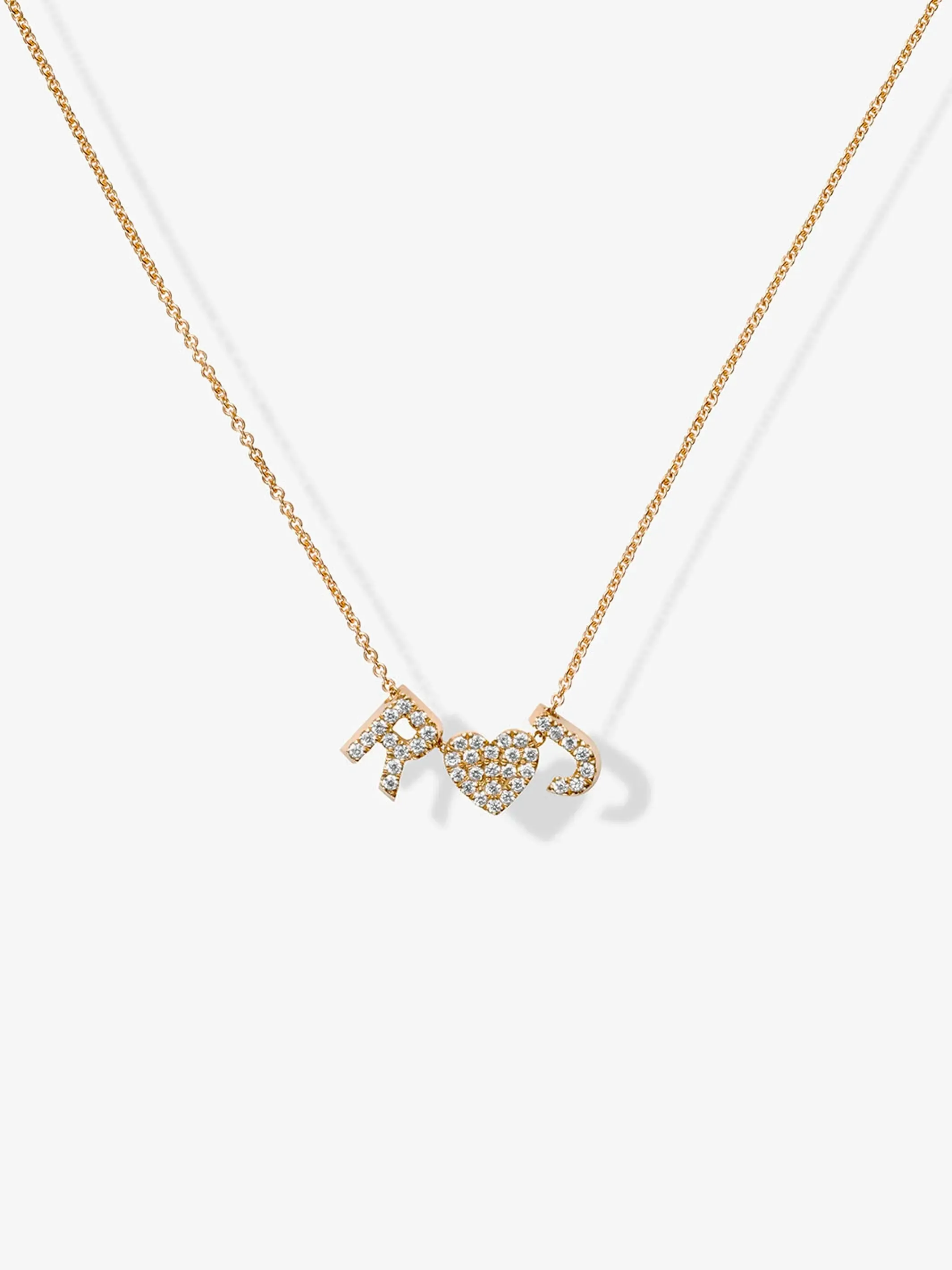 Two Diamond Letters & Heart Necklace